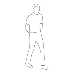 isolated, contour, sketch male businessman