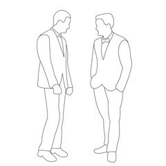 contour, sketch men stand, businessmen