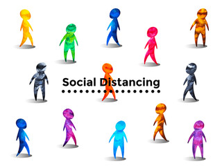 social distancing safety covid 19 corona virus infographic illustration watercolor painting design