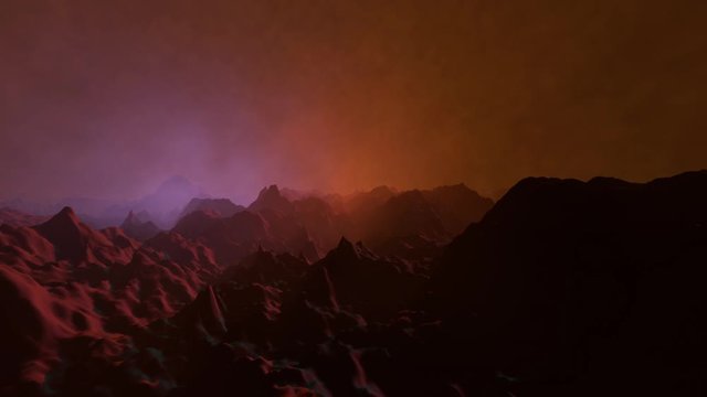 3D rendered Animation of a virtual flight over Planet Mars.