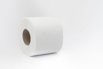 Roll of toilet paper with side texture on a white background