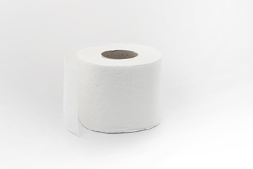 Roll of toilet paper with side texture on a white background