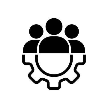 Teamwork Management Icon Or Business Team Or Partnership Icon In Black On An Isolated White Background. The Staff Of The Organization Or The Head Of The Company. EPS 10 Vector.