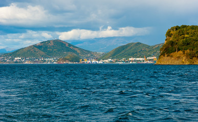 View from Avacha Bay to Petropavlovsk-Kamchatsky, Kamchatka.