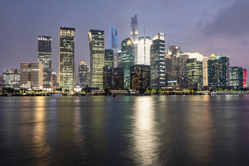 Obraz na płótnie Canvas Night view of modern city in Shanghai, China