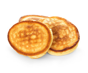 Delicious pancakes isolated on white background. American style.