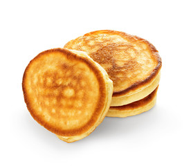 Delicious pancakes isolated on white background. American style.