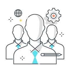 Team leader related color line vector icon, illustration