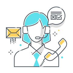 Customer service related color line vector icon, illustration