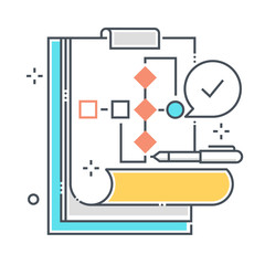 Data sheet related color line vector icon, illustration