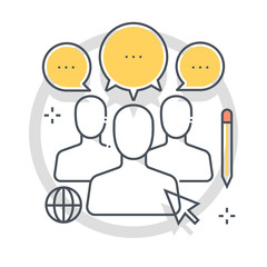 Focus group related color line vector icon, illustration