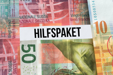 Geld Schweizer Franken und Hilfspaket nach Coronavirus