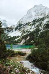 View on Seebensee lake with Alps in Tirol Austria