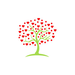 Vector heart tree icon. Abstract love tree logo