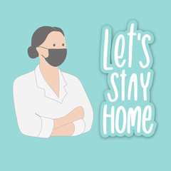 Fototapeta na wymiar Let's stay home. Coronavirus concept illustration.