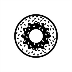 Doughnut Icon, Donut Icon, Yeast Raised Ring Shape Sweet Snack, Fried Dough Confection, Dessert Food