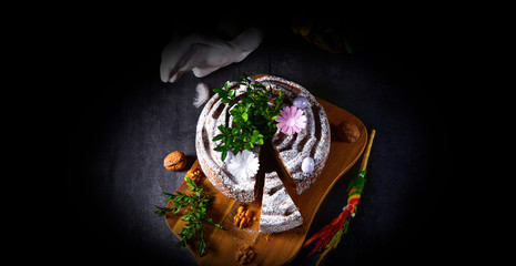 Polish Easter cake with nuts and chocolate - obrazy, fototapety, plakaty