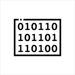 Binary Code Icon, Base 2, Two Digit 1, 0 Numeric System Computer Processor Instruction, Data System, True False Boolean Logic