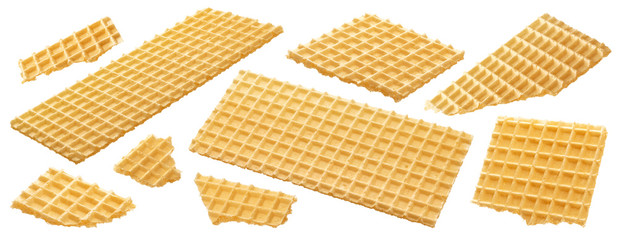 Wafer, crisp waffle bread isolated on white background