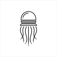 Fototapeta premium Jellyfish Icon, Sea Jellies Icon, Umbrella Shaped Bells And Trailing Tentacles