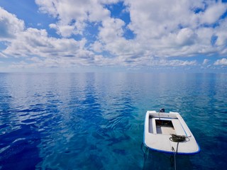 穏やかな海に浮かぶボート