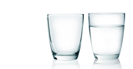 Water glass isolated on with background