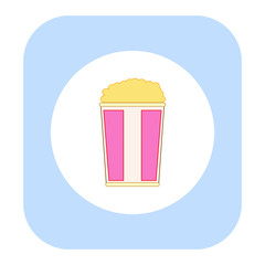 cardboard glass with popcorn on white background