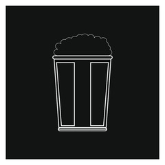 cardboard glass with popcorn on white background