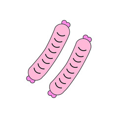 food sausages on white background