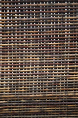 Old  wooden sticks on wall