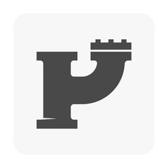 Pipe vector icon. Connection by flange fitting. Part for pipeline construction to transportation water, oil and gas. Also for water supply infrastructure, wastewater treatment, plumbing and irrigation