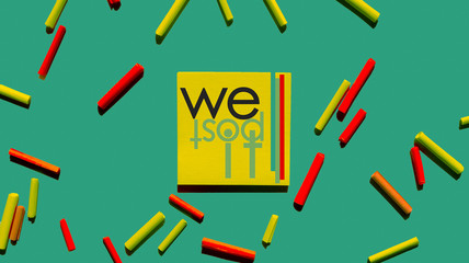 "we post it" post it note on green background