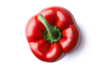 Fresh, red, sweet bell pepper isolated on white background. Clipping path.