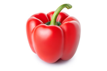Fresh, red, sweet bell pepper isolated on white background. Clipping path.