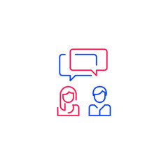 Two people talking, communication concept, man and woman speaking