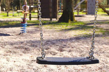 empty playground for children on a sunny springtime day