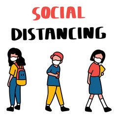 Social distancing poster design for or self protection times and  home awareness social media campaign and coronavirus prevention - Vector illustration.