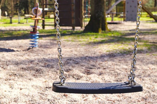 empty playground for children on a sunny springtime day
