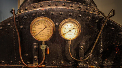 Old water compressor with gauges