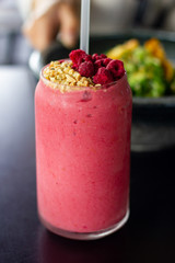 Raspberry and peanut butter smoothie