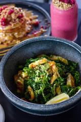Halloumi, kale and avocado salad