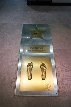 ZURICH, SWITZERLAND - CIRCA OCTOBER, 2018: the feet prints of Gail Devers at Jelmoli department store in Zurich.