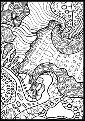 Fototapeta premium Vector abstract seamless fantasy pattern hand drawn outline geometrical ornaments, freehand stripes on a white background. Textile print. Page fill. Coloring book illustration