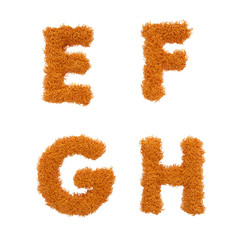 High Quality Sharpened Hairy Letters with Isolated Background 3D Illustration