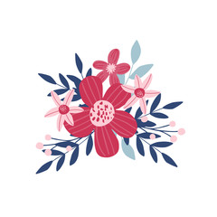 Colorful bouquet of flowers. Flat vector illustration. Mother's Day greeting card.