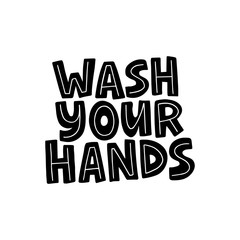 Health care flat vector illustration. Wash your hands text.