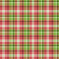 Seamless pattern in exquisite christmas red, green, white and black colors for plaid, fabric, textile, clothes, tablecloth and other things. Vector image.