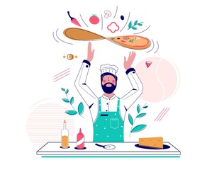 Pizza making vector concept for web banner, website page