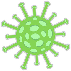Vector illustration of a green coronavirus is isolated on a white background. The concept is a coronavirus threat.