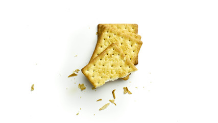 Cream Crackers biscuit isolated on white background